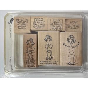 2003 Stampin' Up! Mounted Rubber Stamps Birthday Woman Words by Wanda set of 7